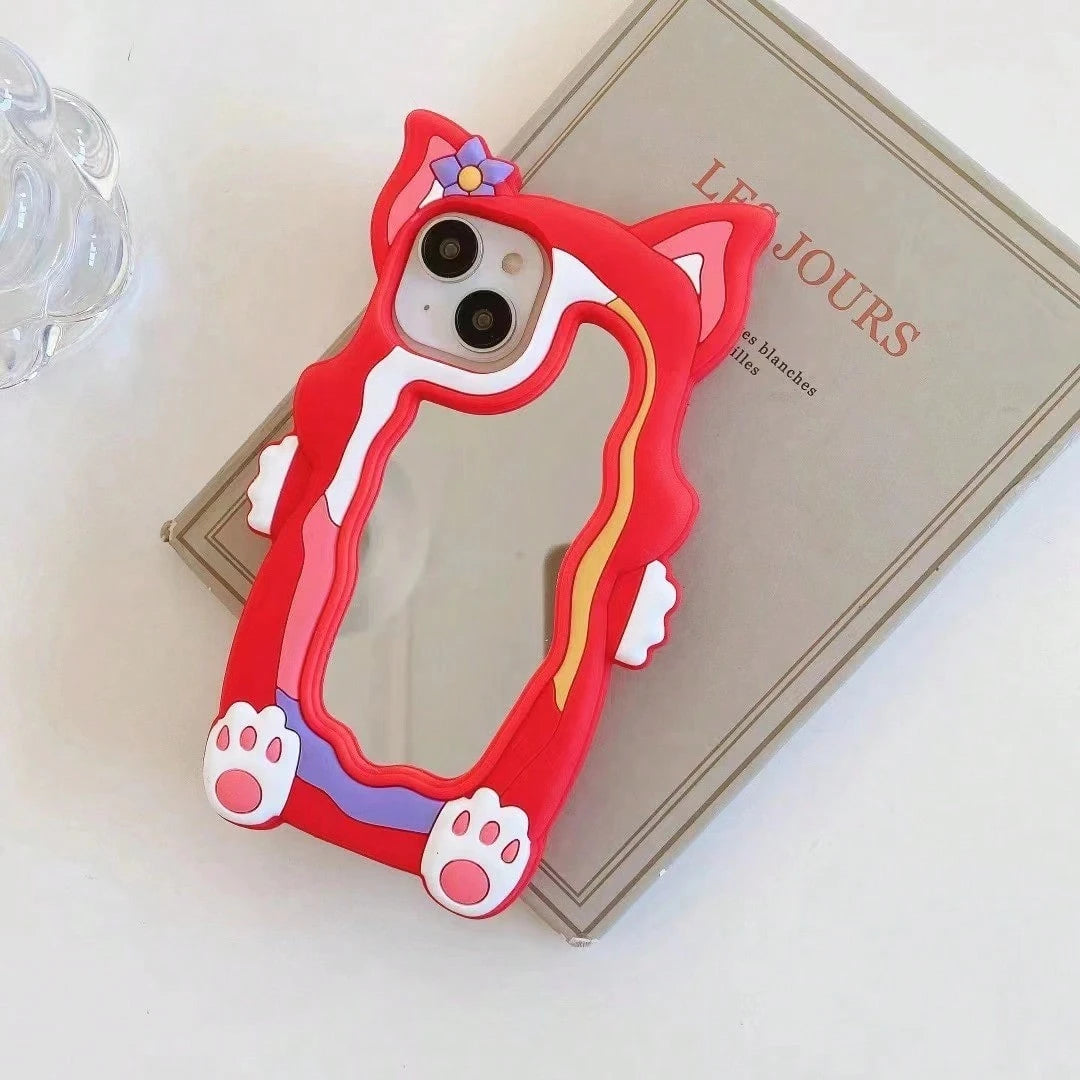 Suitable 12 Pro 3D Silicone Phone 13 Pro Cartoon Makeup Mirror Protective Cover
