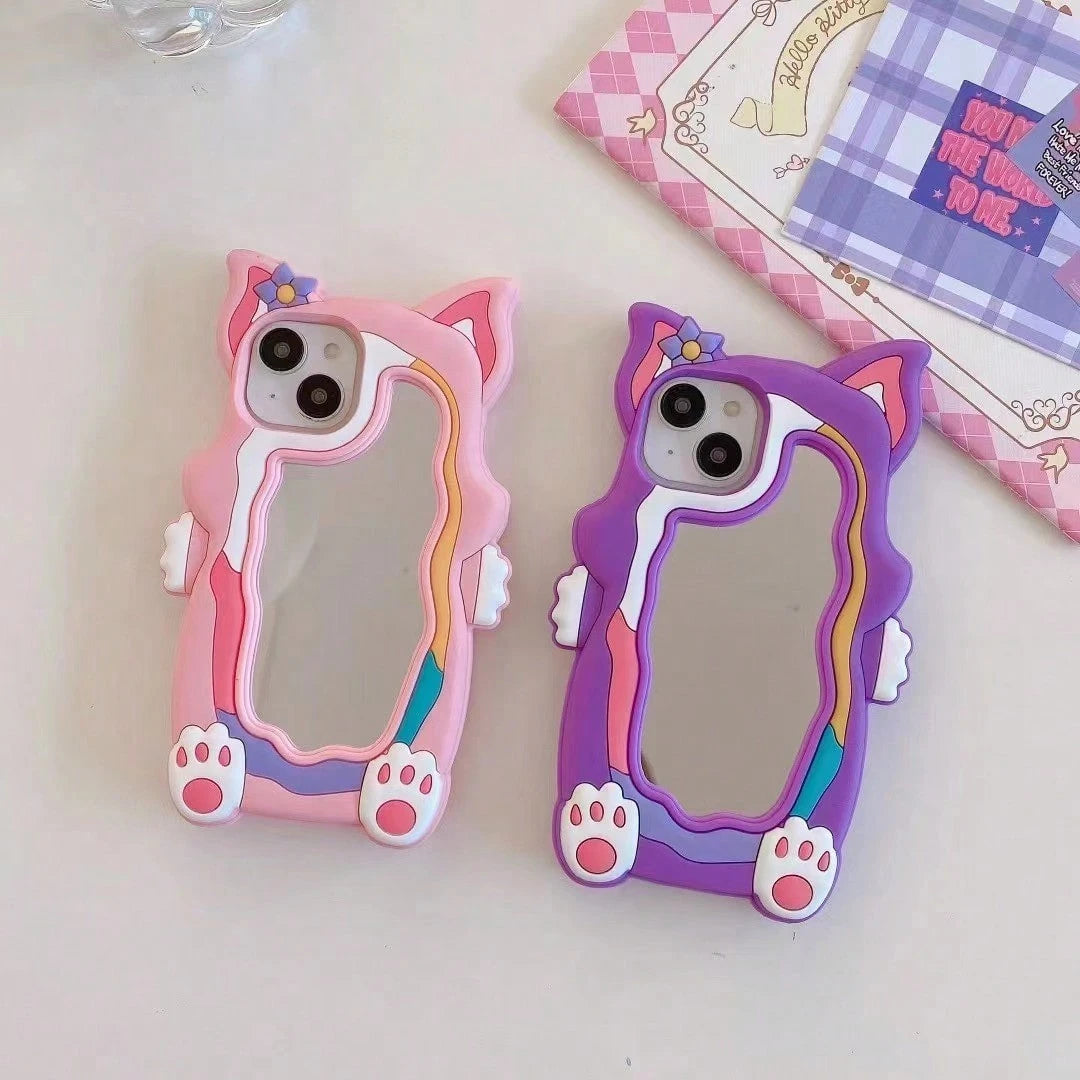 Suitable 12 Pro 3D Silicone Phone 13 Pro Cartoon Makeup Mirror Protective Cover
