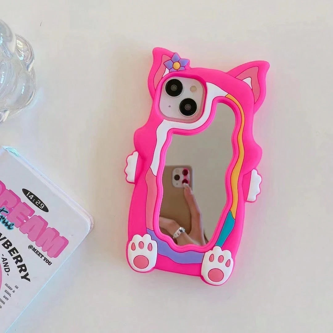 Suitable 12 Pro 3D Silicone Phone 13 Pro Cartoon Makeup Mirror Protective Cover