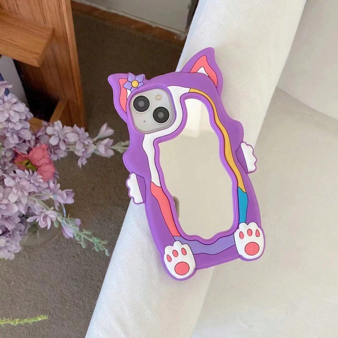 Suitable 12 Pro 3D Silicone Phone 13 Pro Cartoon Makeup Mirror Protective Cover