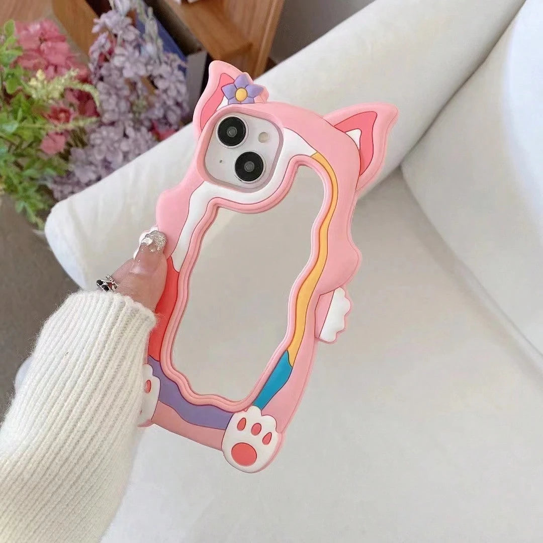 Suitable 12 Pro 3D Silicone Phone 13 Pro Cartoon Makeup Mirror Protective Cover