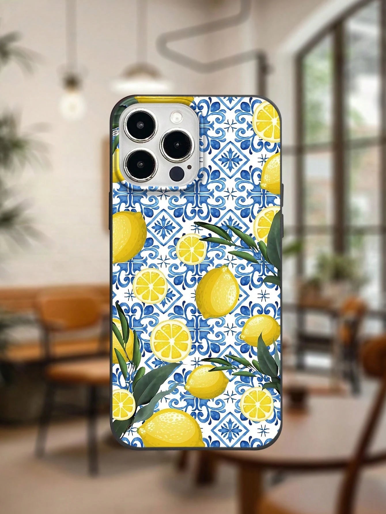 Summer Black Round Edged Large Hole Frosted Soft Phone Case Aesthetic Printed With Creative Vintage Patterned Lemon Patterns Providing 360 Degree All-Round Protection Compatible With Iphone 16 12 13 1