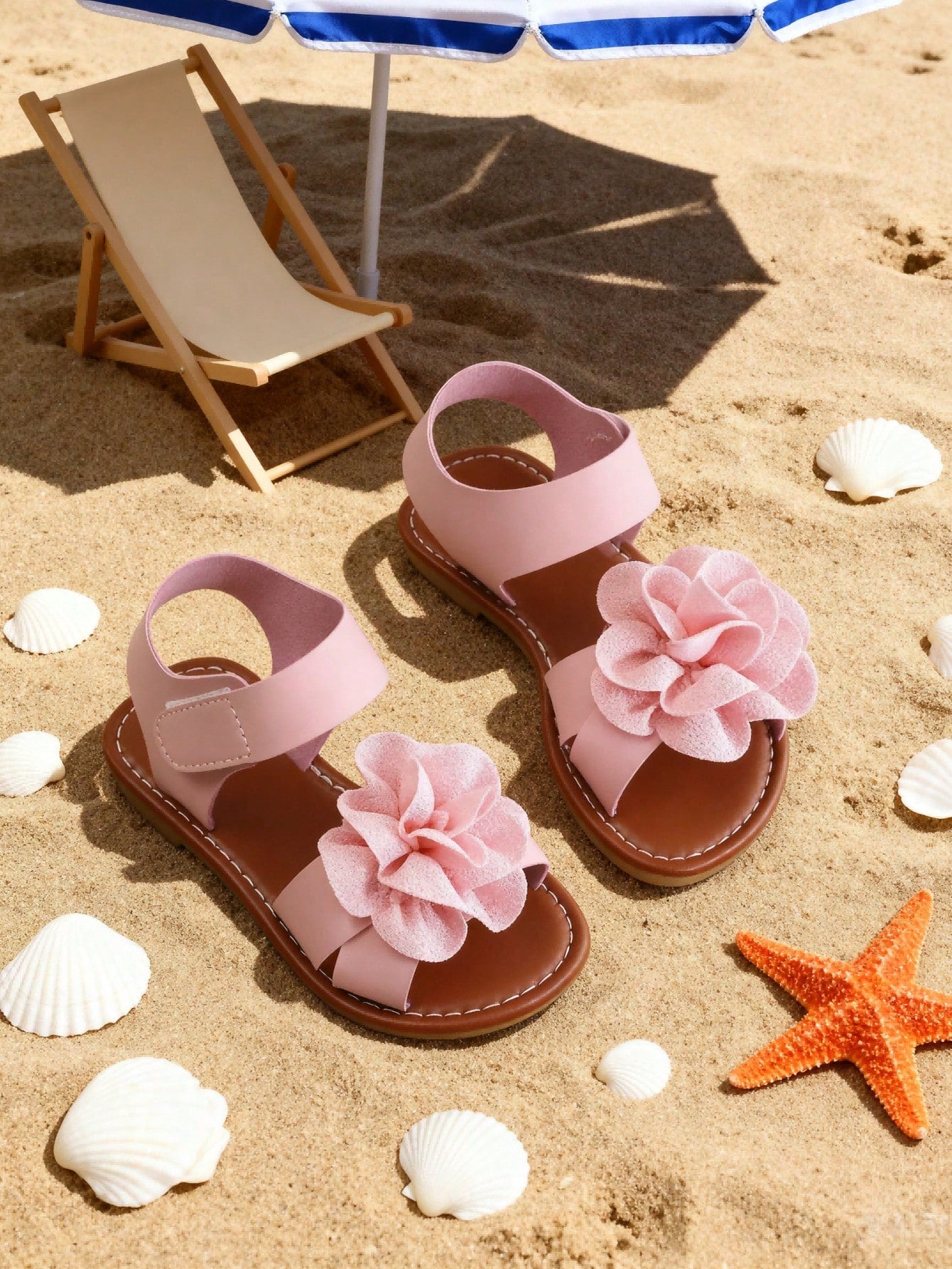 Summer Girls' Round Toe Flat Sandals, Flower Girl Shoes, Girls' School Shoes, Young Ladies' Shoes. Beautiful Floral Blooms, Suitable For Home Leisure, Beach Vacation, Outdoor Shopping.