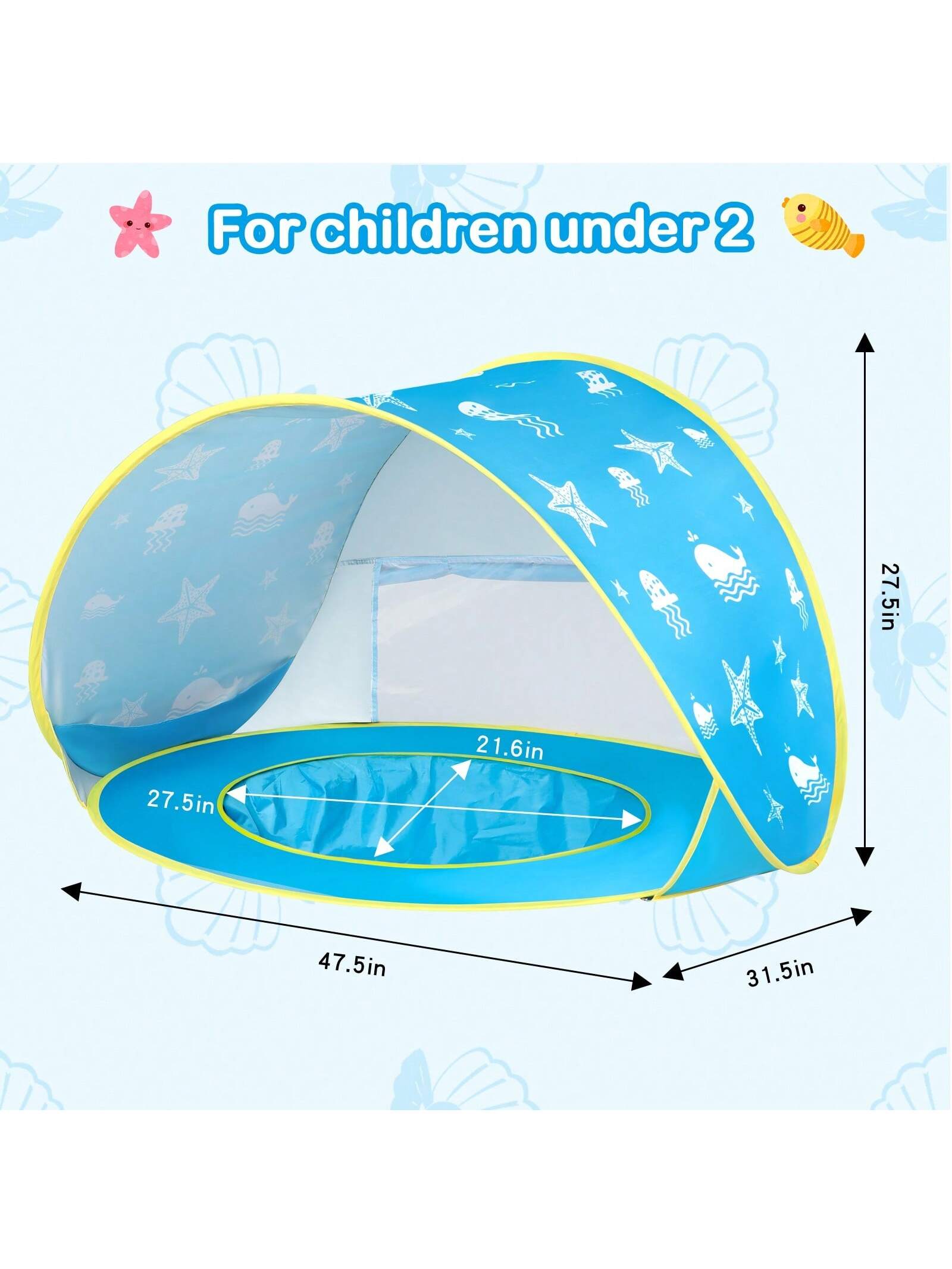 Summer Pop-Up Beach Tent For Toddlers Kids Boys Girls- Portable Pool Tent With UV Protection, Sun Shade, And Carry Bag, Back To School