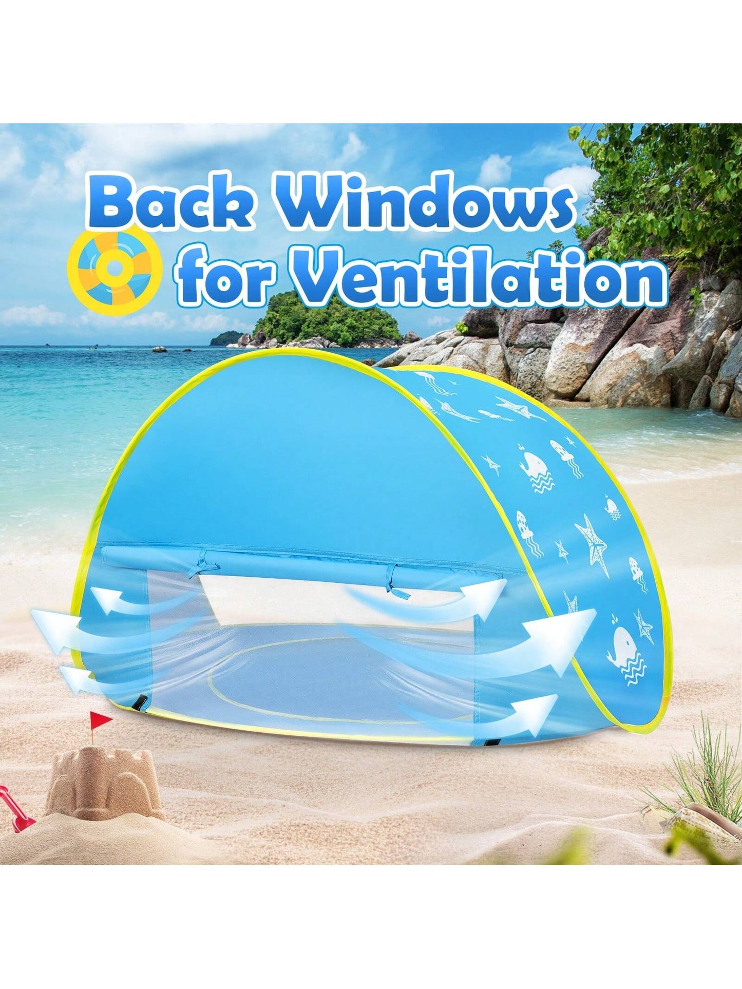 Summer Pop-Up Beach Tent For Toddlers Kids Boys Girls- Portable Pool Tent With UV Protection, Sun Shade, And Carry Bag, Back To School