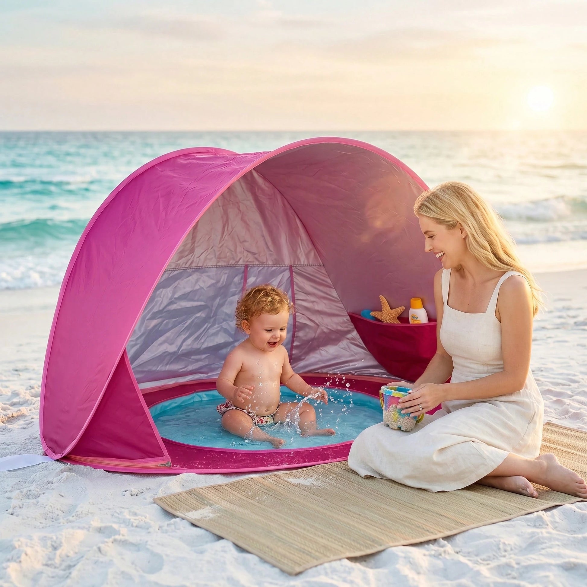 Summer Pop-Up Beach Tent For Toddlers Kids Boys Girls- Portable Pool Tent With UV Protection, Sun Shade, And Carry Bag, Back To School