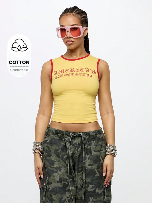 SUMWON WOMEN 4th Of July America|S Sweetheart Tank Top Sleeveless Crop Summer Y2K Fashion Sports Workout Gym Casual Streetwear Festival Urban Retro Varsity Style