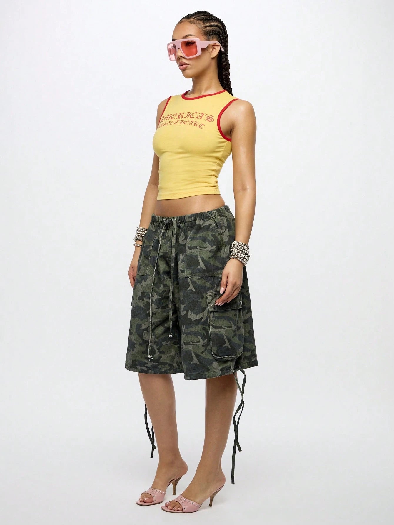 SUMWON WOMEN 4th Of July America|S Sweetheart Tank Top Sleeveless Crop Summer Y2K Fashion Sports Workout Gym Casual Streetwear Festival Urban Retro Varsity Style