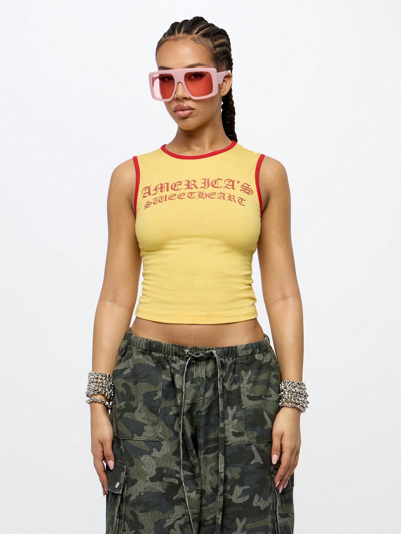 SUMWON WOMEN 4th Of July America|S Sweetheart Tank Top Sleeveless Crop Summer Y2K Fashion Sports Workout Gym Casual Streetwear Festival Urban Retro Varsity Style