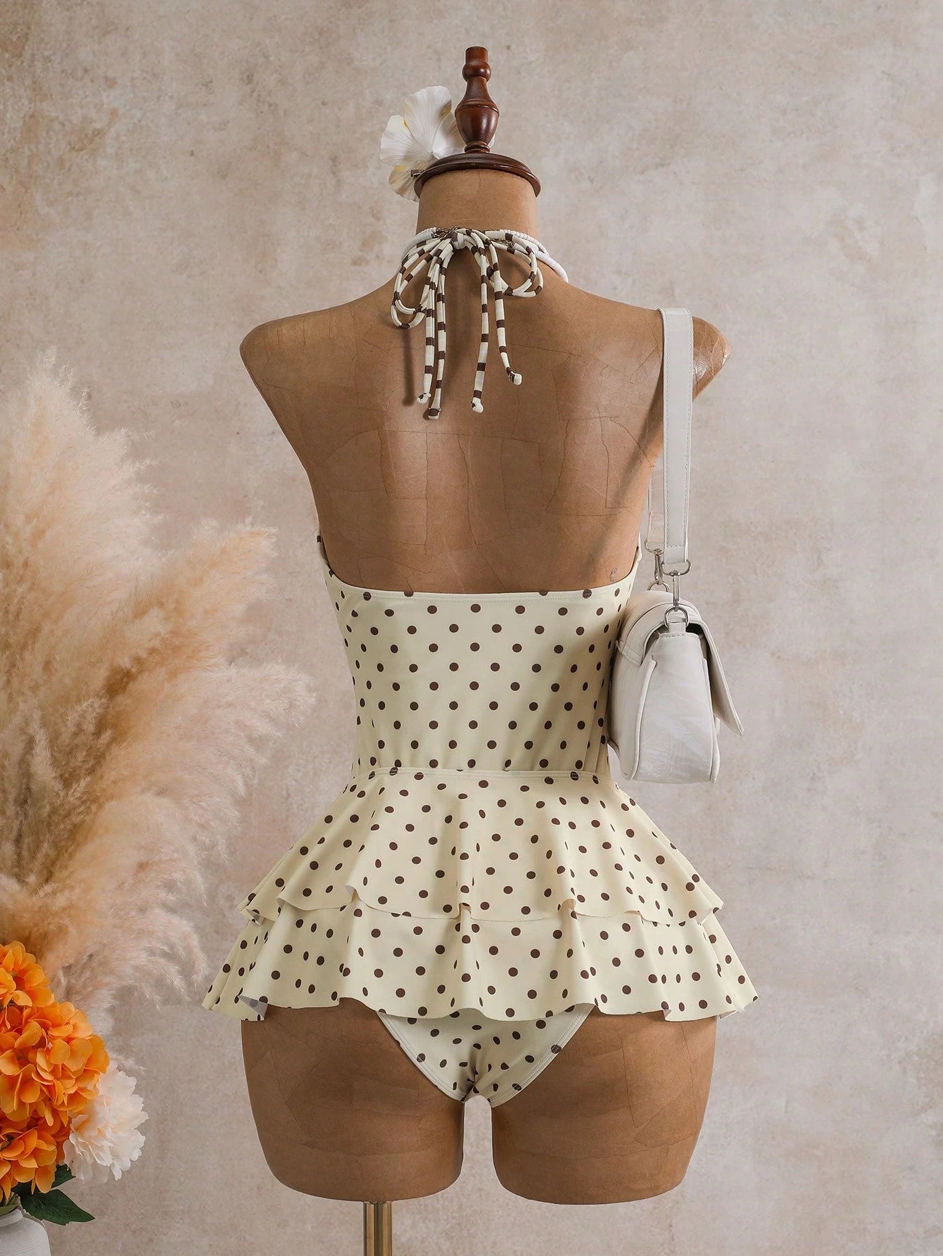 Sunnyshic Women's New Fashion Sexy One-Piece Swimsuit Set With Beaded Design And Pleated Skirt, Cruise Vacation Music Festival Summer