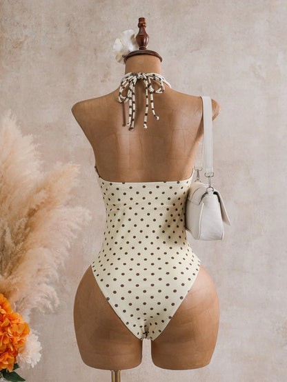 Sunnyshic Women's New Fashion Sexy One-Piece Swimsuit Set With Beaded Design And Pleated Skirt, Cruise Vacation Music Festival Summer