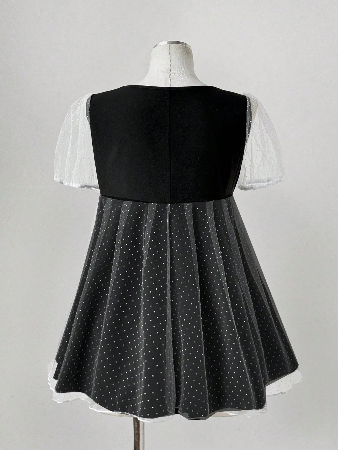 Sunspun Plus Size Summer Short Sleeve Mesh Jacquard Bow Patchwork French Casual Shirt