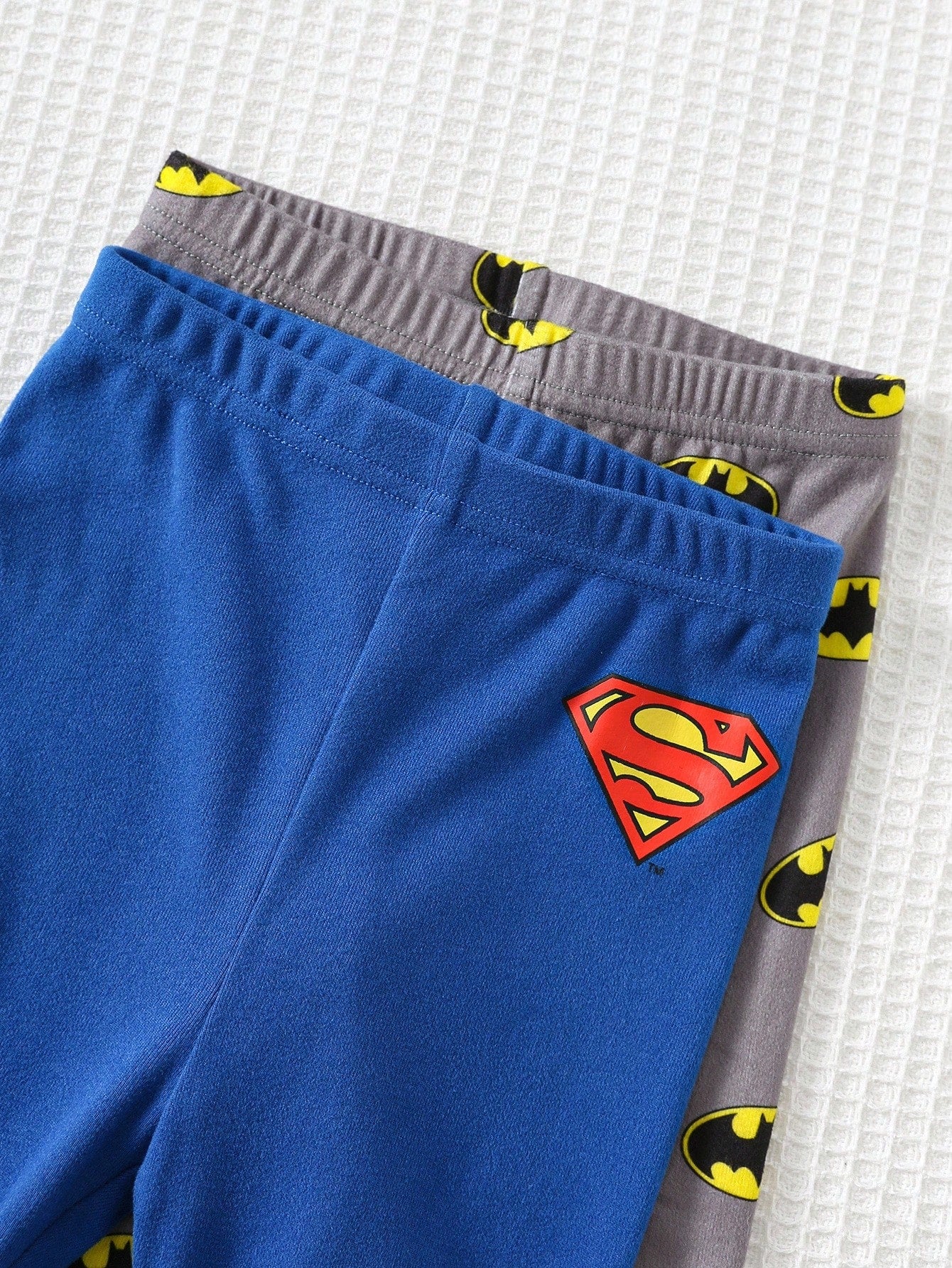 SUPERMAN X Cozy Pixies 4pcs Baby Boy Cute Cartoon Print Soft Knit Crew Neck Long Sleeve Top And Pants Snug Fit Pajama Set,Blue Summer Carrer Day Autumn Winter Nightwear