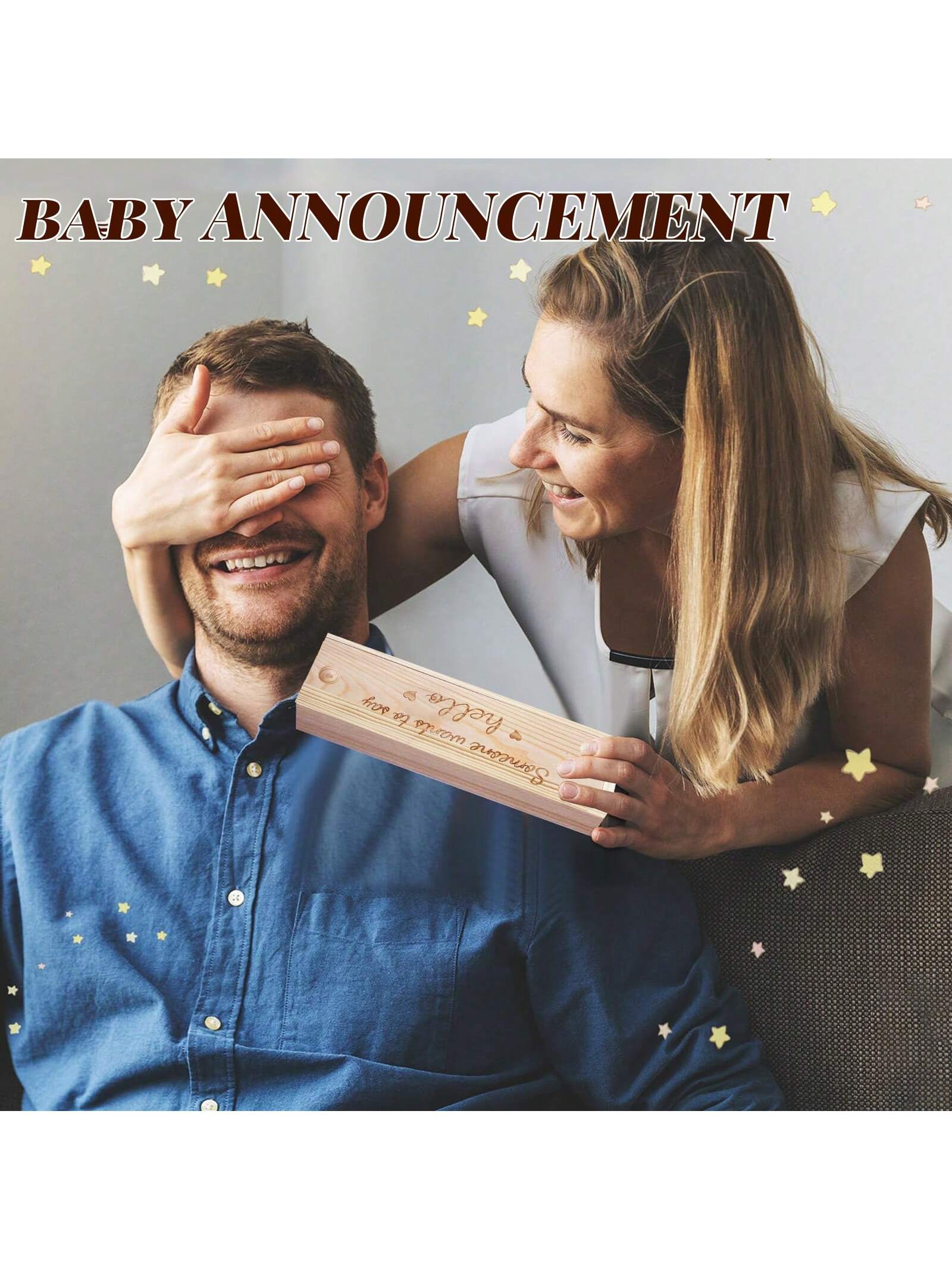 Surprise Pregnancy Announcements For Dad Pregnancy Test Keepsake Box Wooden Baby Announcement Baby Bodysuit Pregnancy Reveal Baby Gift Sets