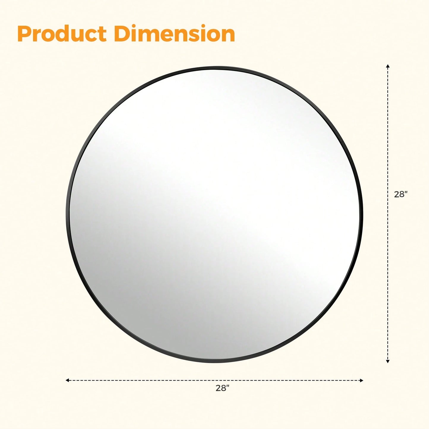 Sweetcrispy Wall Round Mirror With Crystal Clear Reflection, Convenient Hanging Hooks, And Premium Aluminum Alloy Construction