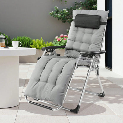Sweetcrispy Zero Gravity Chair, Reclining Camping Lounge Chair, Reclining Patio Chairs With Cup Holder Trays And Removable Cushion, Folding Recliner For Indoor And Outdoor