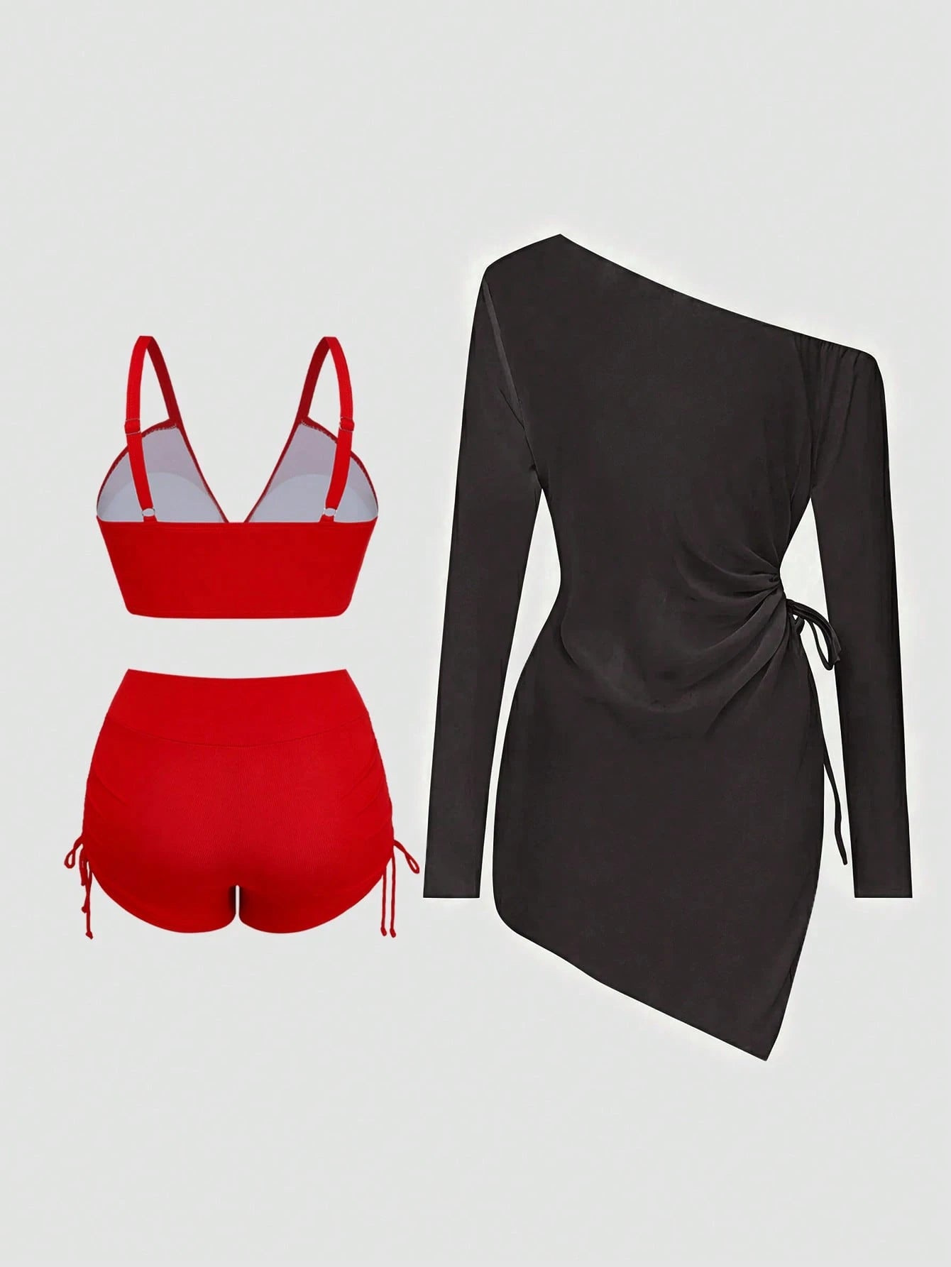 Sweetra 2026 New Summer Beach Vacation Casual Plus Size Women Bikini Set Set With Cover-Up Dress