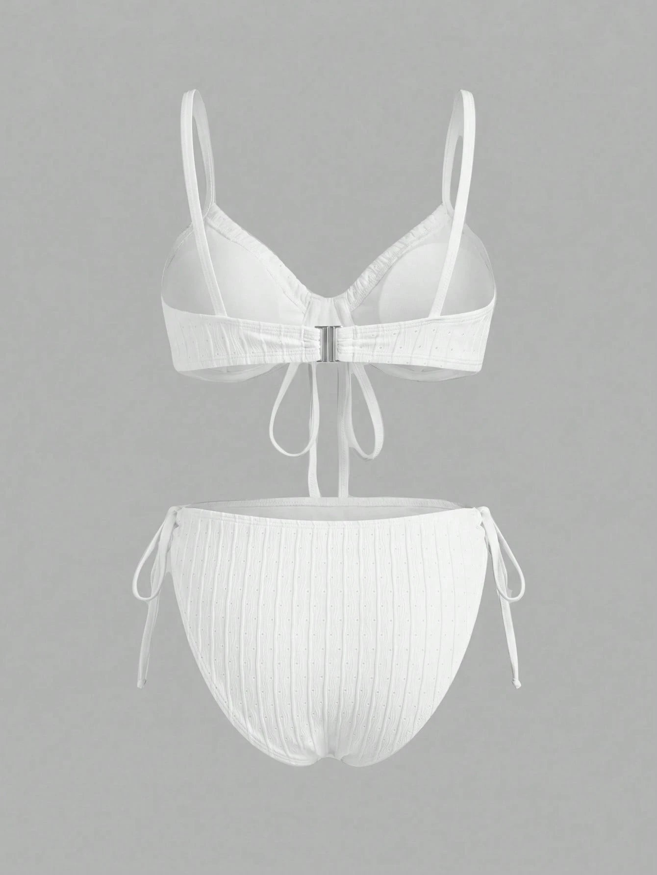 Sweetra CURVE Plus Size Women Underwired Lace-Up Casual Vacation Bikini Set For Summer Beach White