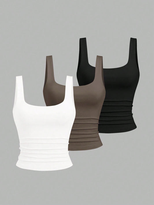 Sweetra Women Casual Solid Color Tank Top For Summer