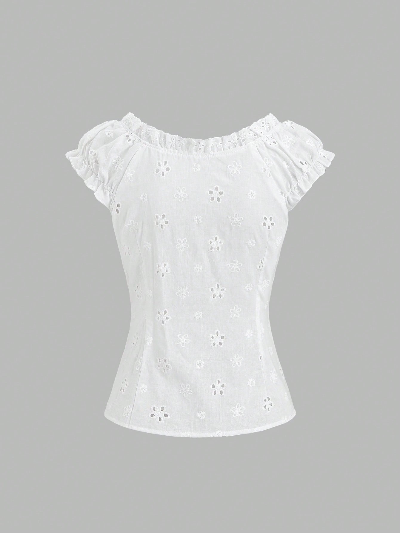 Sweetra Women's 2000s Style Elegant Going Out Tops, Sweet Fitted Ruffle Hem Design, Ladies Blouse