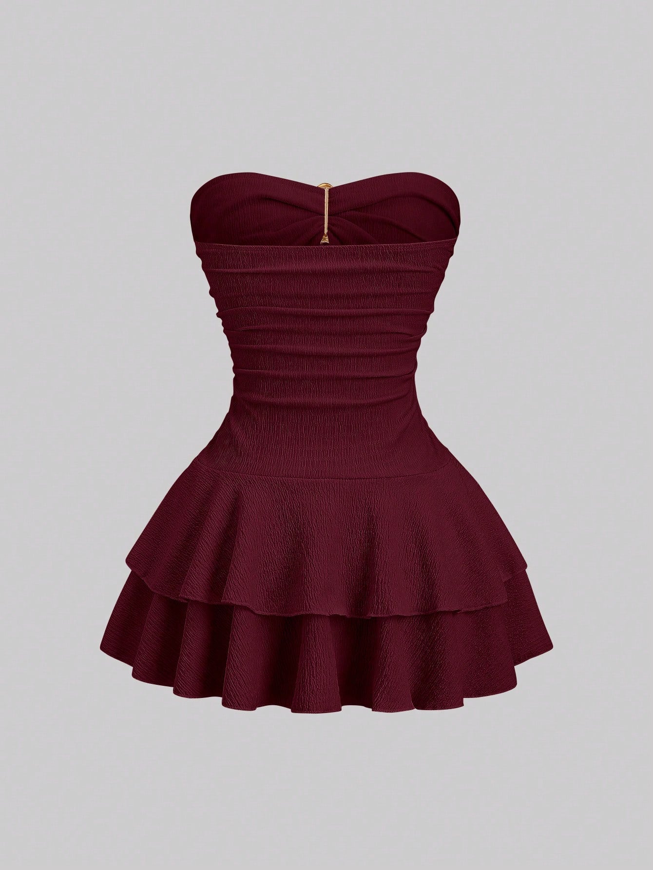 Sweetra Women's Elegant Strapless Double-Layer Mini Dress