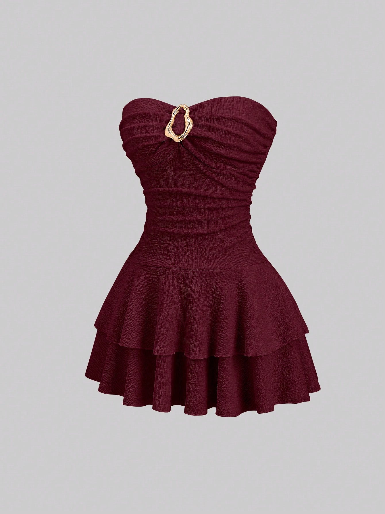 Sweetra Women's Elegant Strapless Double-Layer Mini Dress