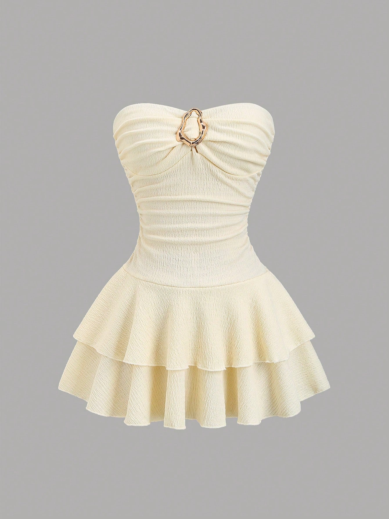 Sweetra Women's Elegant Strapless Double-Layer Mini Dress