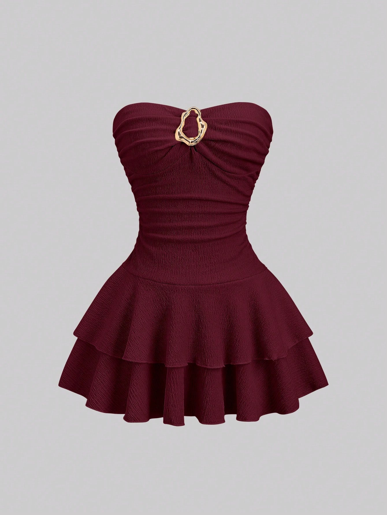 Sweetra Women's Elegant Strapless Double-Layer Mini Dress