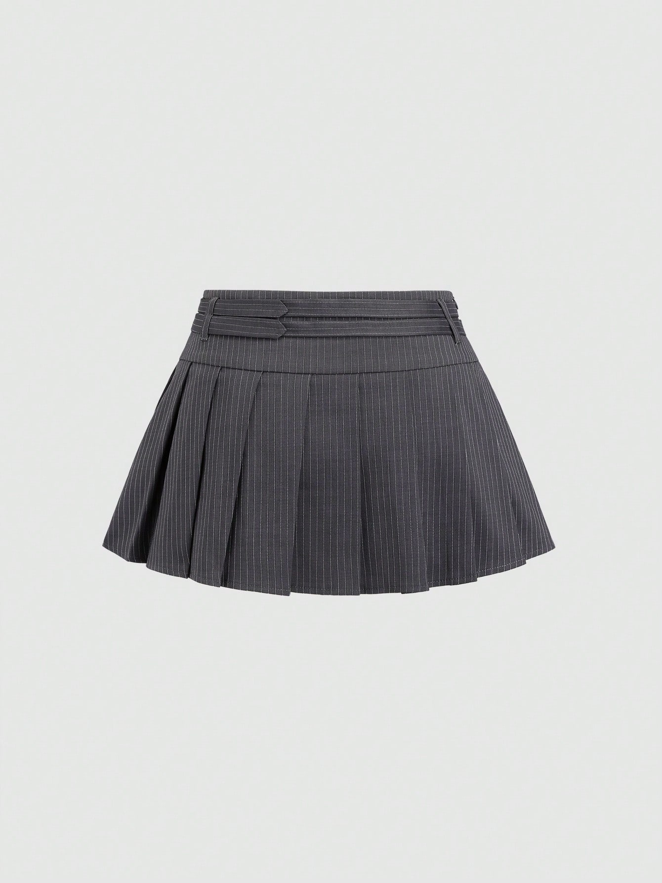 Sweetra Women's New Elegant Vintage Sexy Style Dual Waist Belt Pleated A-Line Super Skirt, Slimming