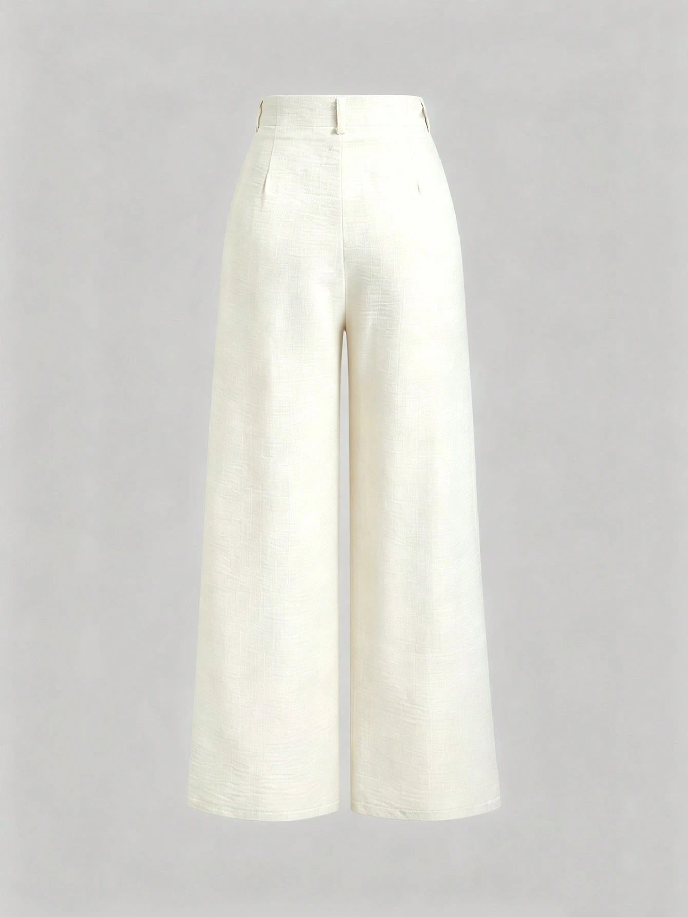 Sweetra Women's New Fashion Versatile Retro Elegant Color Woven Faux Linen Pleated Wide Leg Long Pants