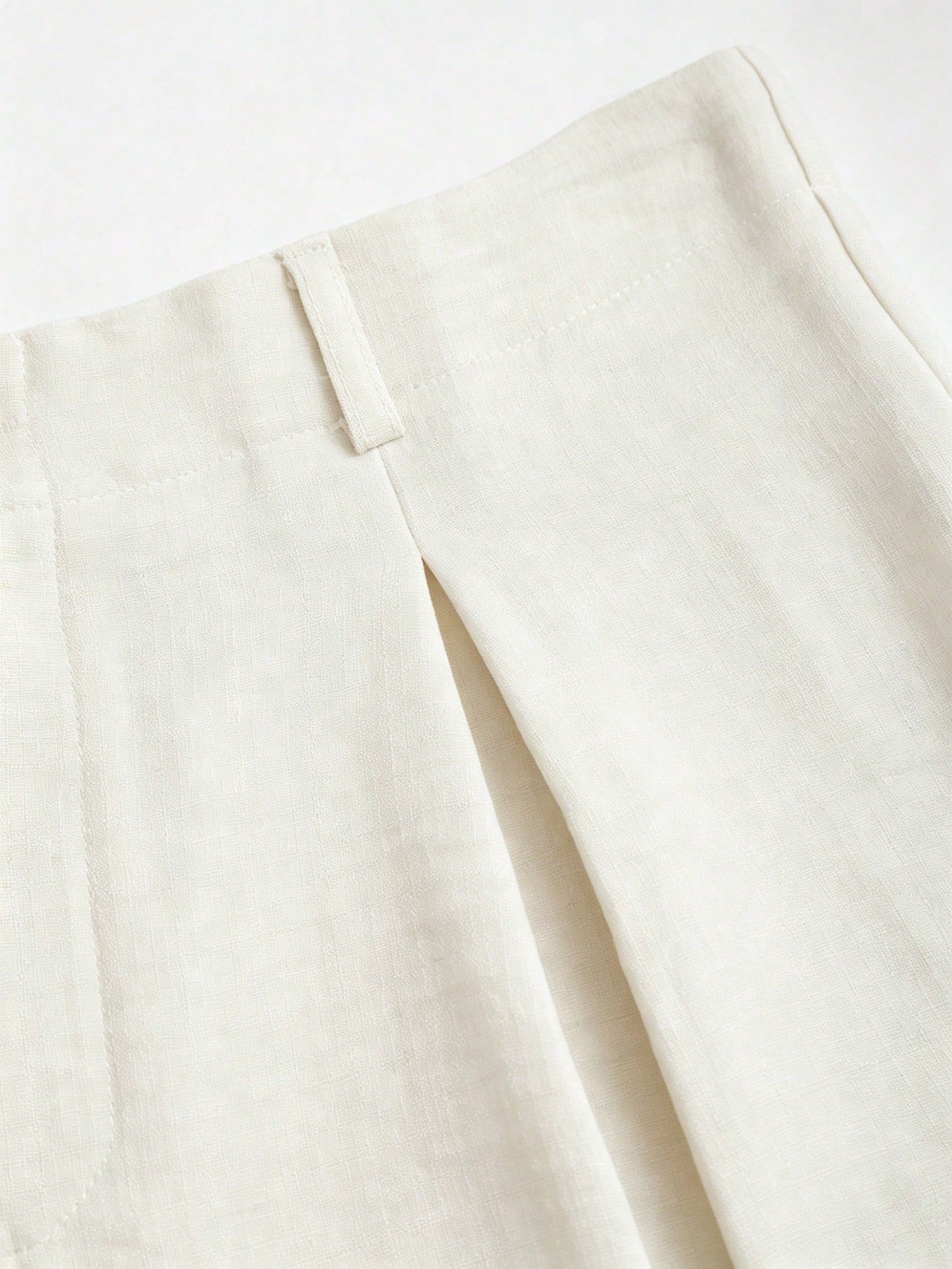 Sweetra Women's New Fashion Versatile Retro Elegant Color Woven Faux Linen Pleated Wide Leg Long Pants