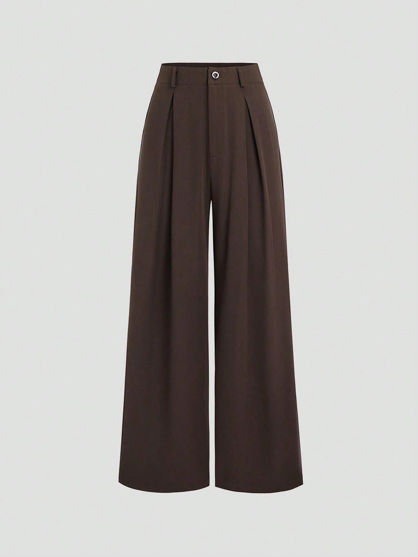 Sweetra Women's New Fashion Versatile Retro Elegant Color Woven Faux Linen Pleated Wide Leg Long Pants