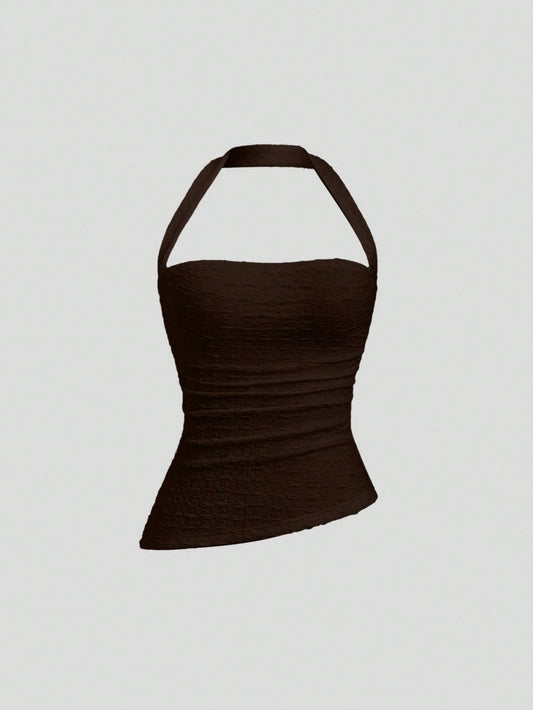 Sweetra Women's Plain Halter Neck Simple Camisole, Casual For Daily Wear Y2K