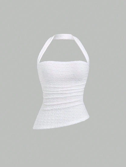 Sweetra Women's Plain Halter Neck Simple Camisole, Casual For Daily Wear Y2K