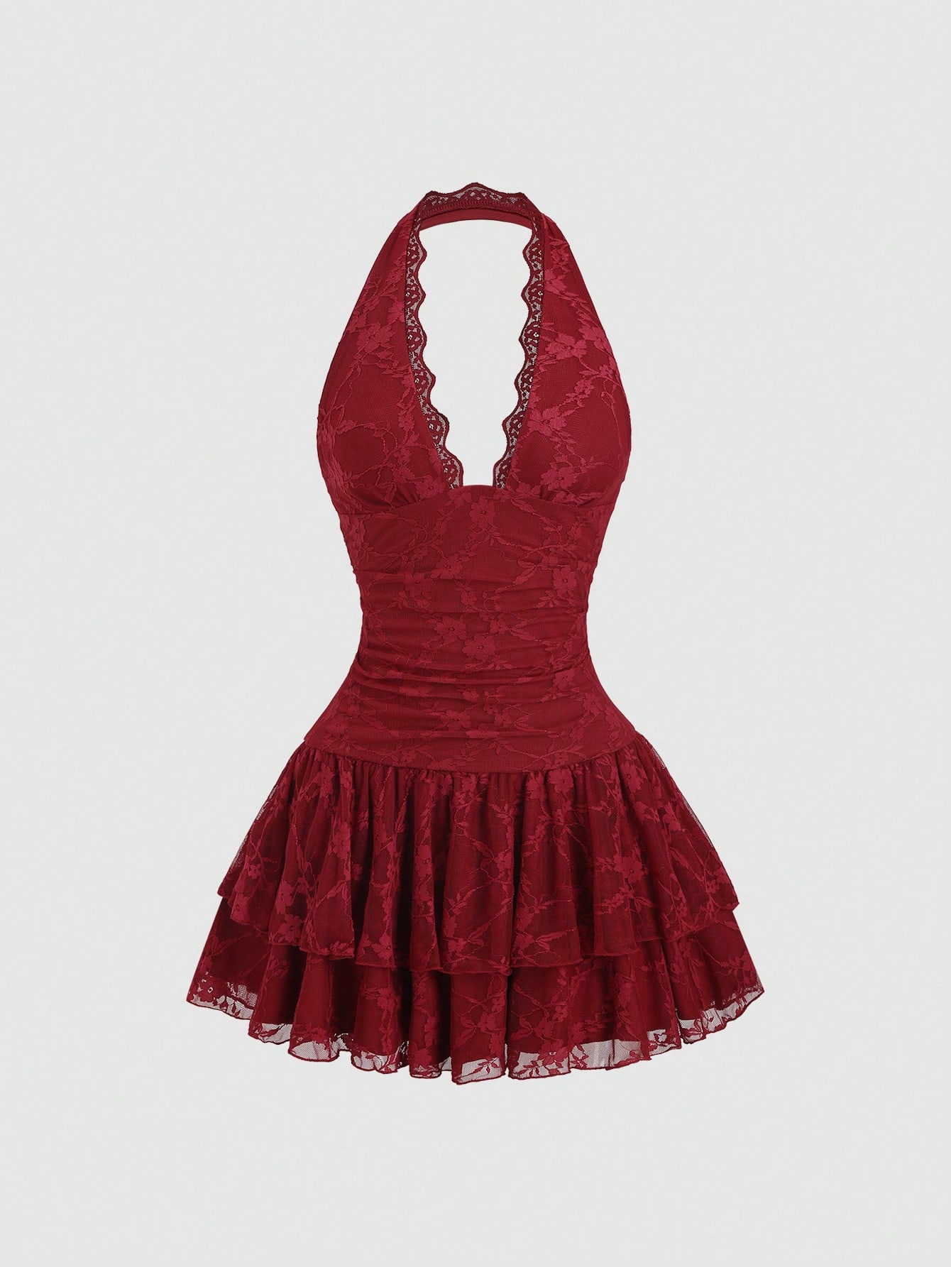 Sweetra Y2K Sexy Lace Halter Elegant Sweet Pleated Chiffon Dress, Suitable For Commuting