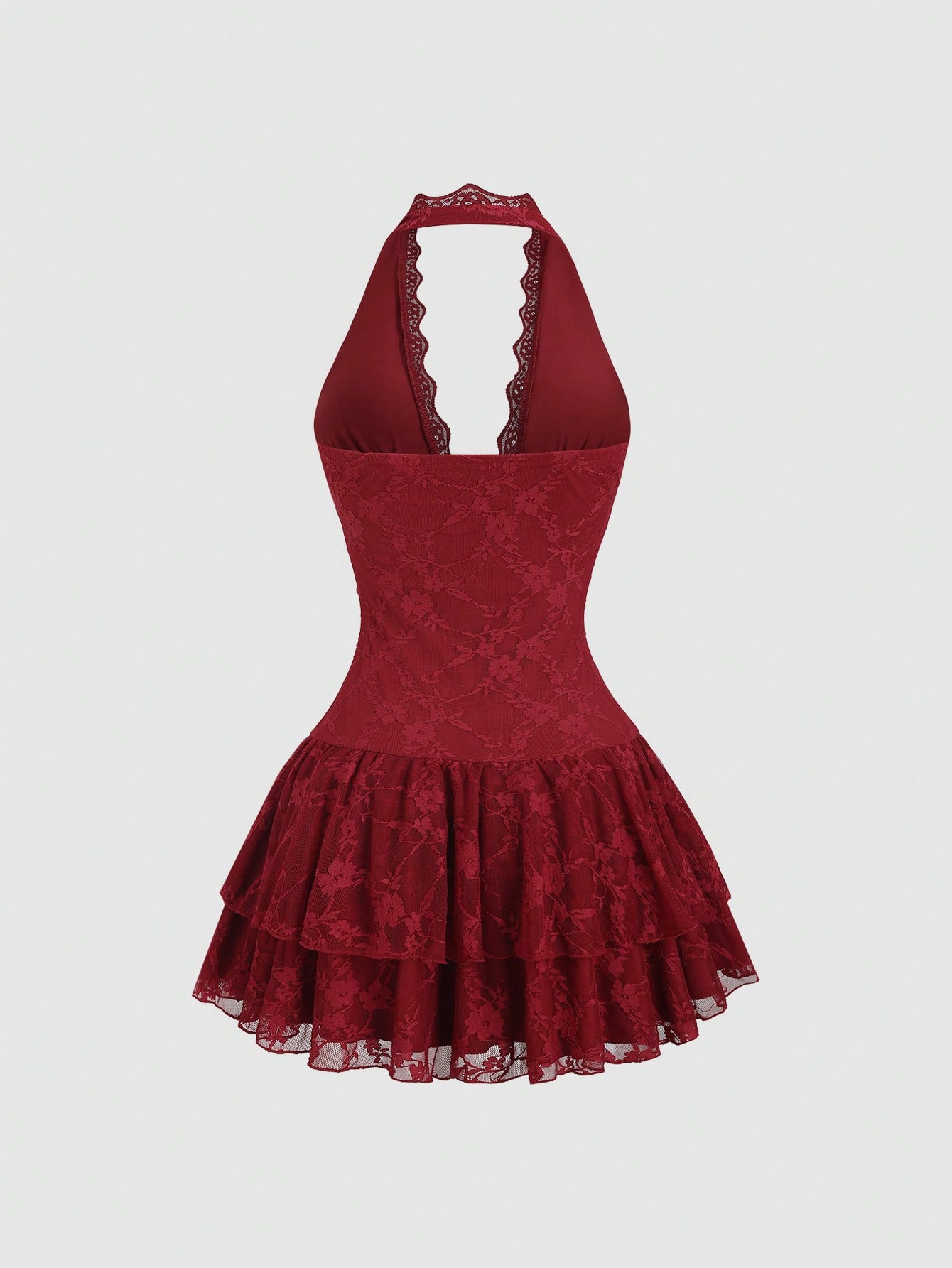 Sweetra Y2K Sexy Lace Halter Elegant Sweet Pleated Chiffon Dress, Suitable For Commuting