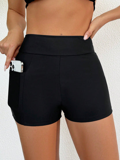 Swim Basics Women's Black Bikini Bottoms, Summer Beach Swimwear