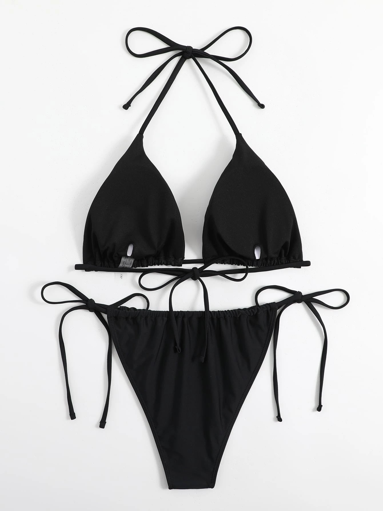 Swim Curve Summer Beach Plus Size Mono Bikini Set Halter Triangle Bra & Tie Side Bikini Bottom 2 Pieces Bikini