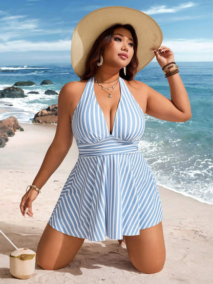 Swim Lushoire 2026 New Black Summer Beach Mature Camisole Style Flattering Plus Size Women's Swimsuit Set
