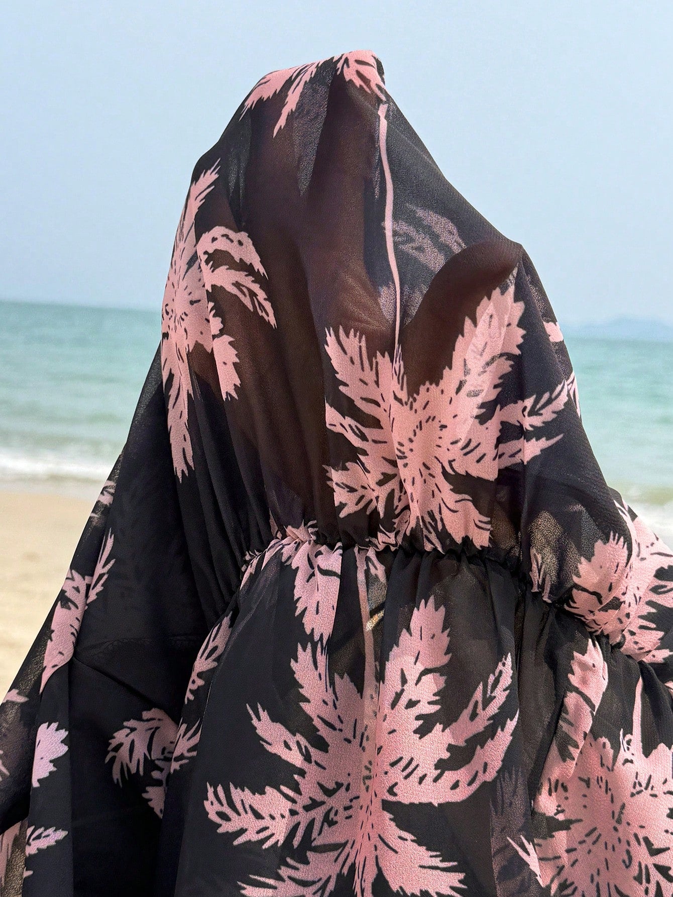 Swim Lushoire 2026 New Summer Vacation California Plant Print Comfortable Plus Size Women Kaftan Dress