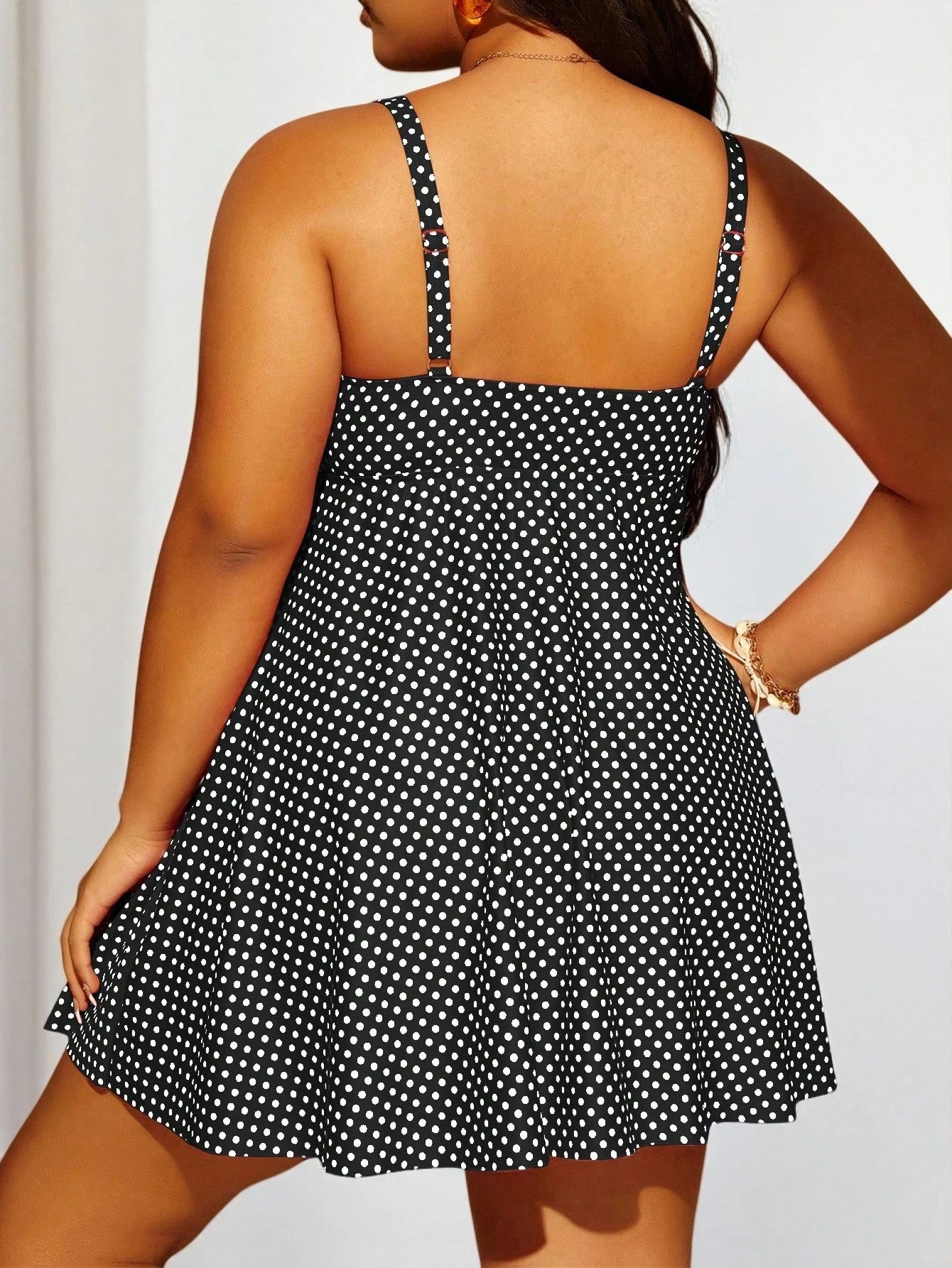 Swim Lushoire 2pcs Plus Size Women Tankini Top & Skirt Swimsuit Set, Random Printed, Fashion Casual Resort Wear For Summer Beach Vacation