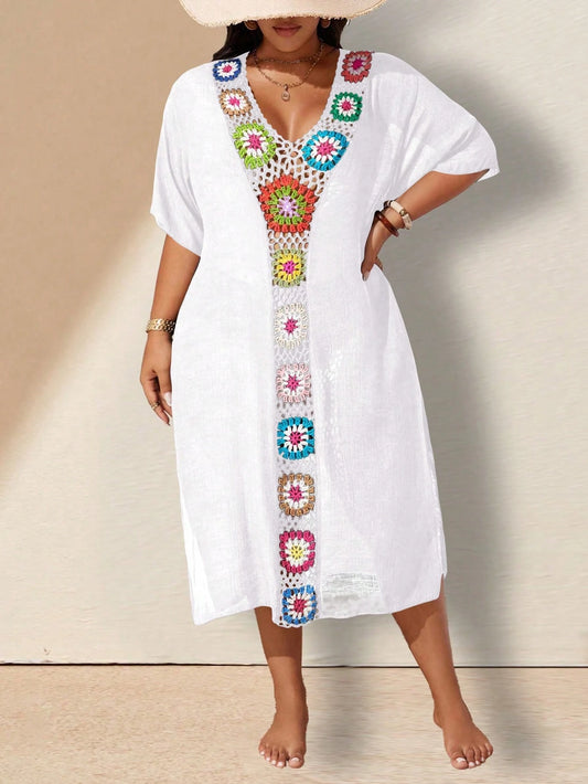 Swim Lushoire Plus Size Hand Crocheted Cover-Up Dress