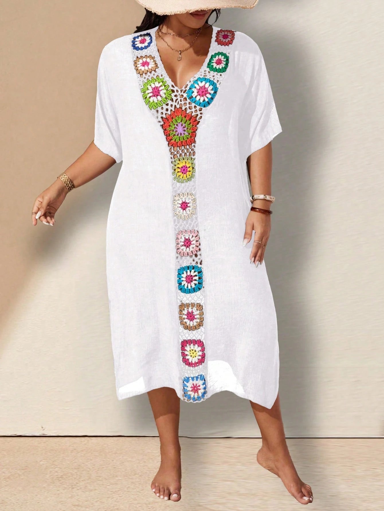 Swim Lushoire Plus Size Hand Crocheted Cover-Up Dress