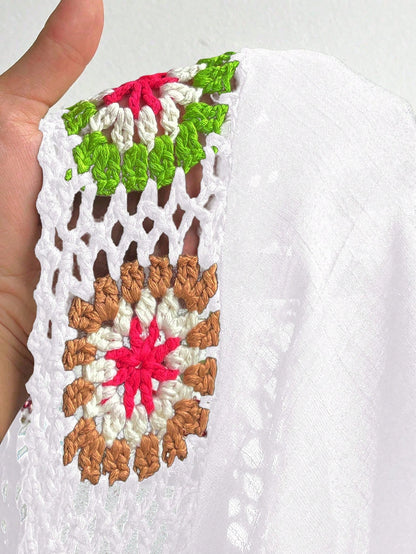 Swim Lushoire Plus Size Hand Crocheted Cover-Up Dress
