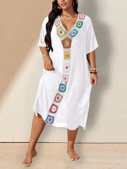 Swim Lushoire Plus Size Hand Crocheted Cover-Up Dress