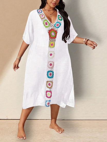 Swim Lushoire Plus Size Hand Crocheted Cover-Up Dress