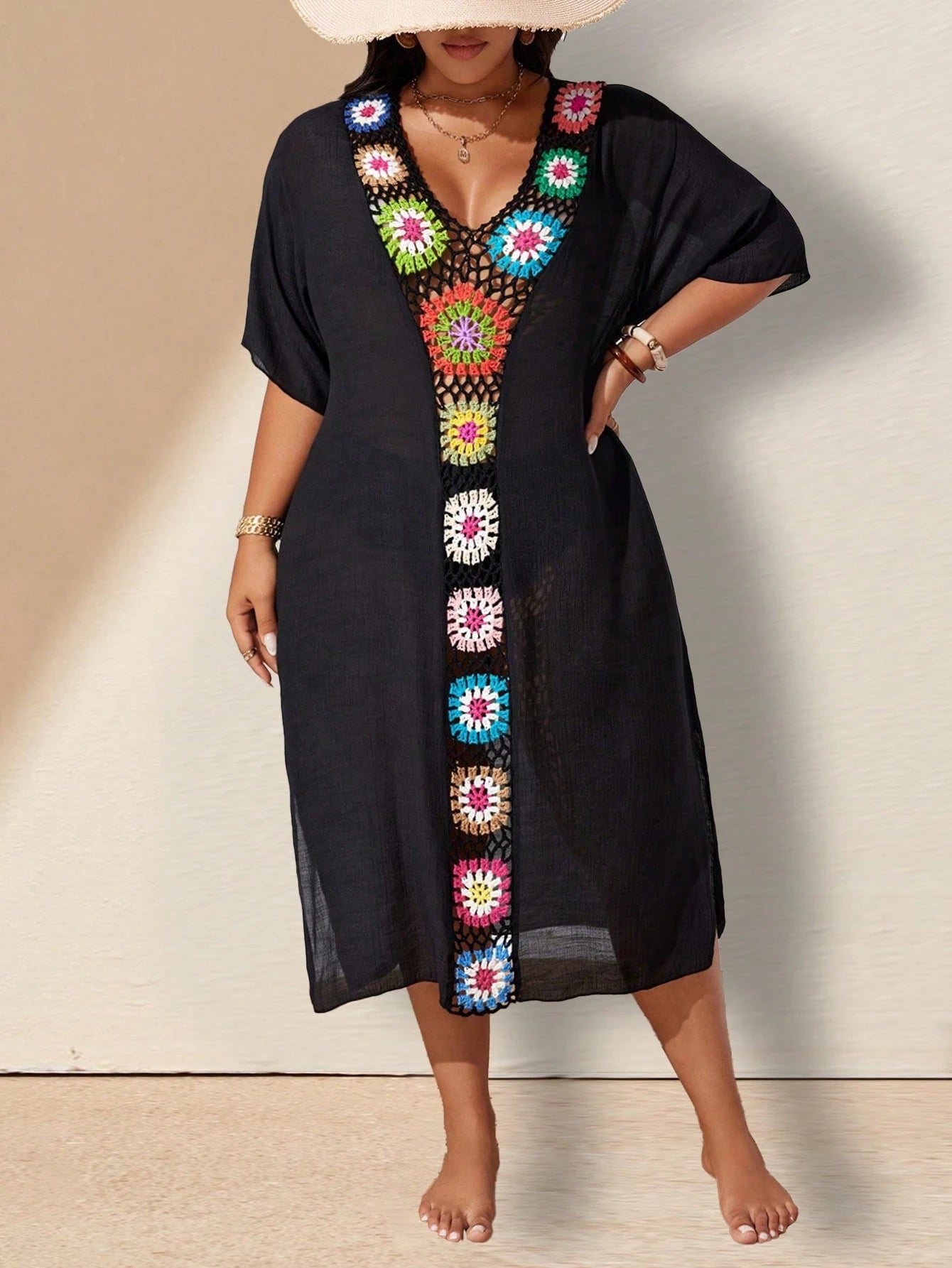 Swim Lushoire Plus Size Hand Crocheted Cover-Up Dress