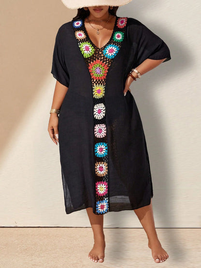 Swim Lushoire Plus Size Hand Crocheted Cover-Up Dress