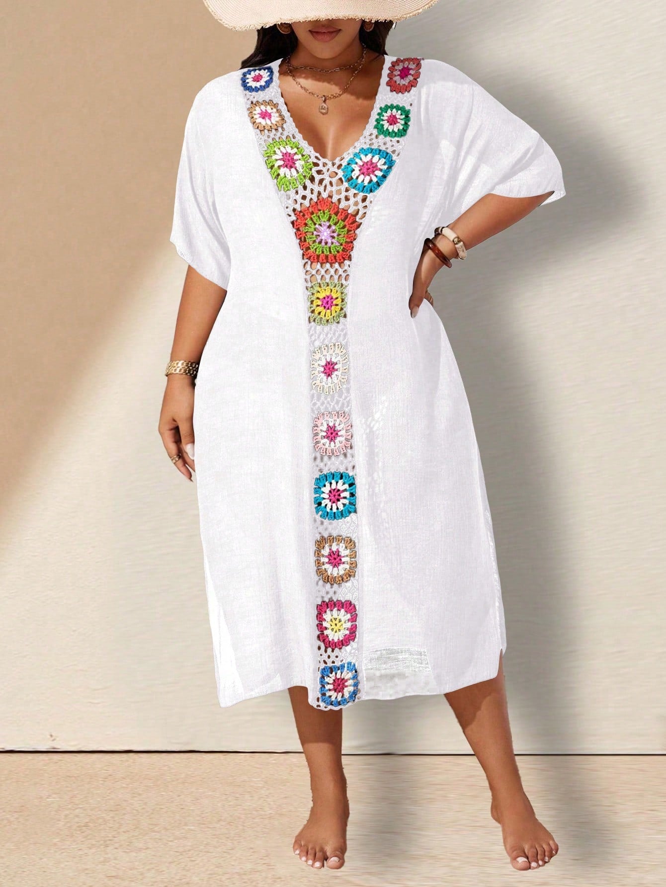 Swim Lushoire Plus Size Hand Crocheted Cover-Up Dress
