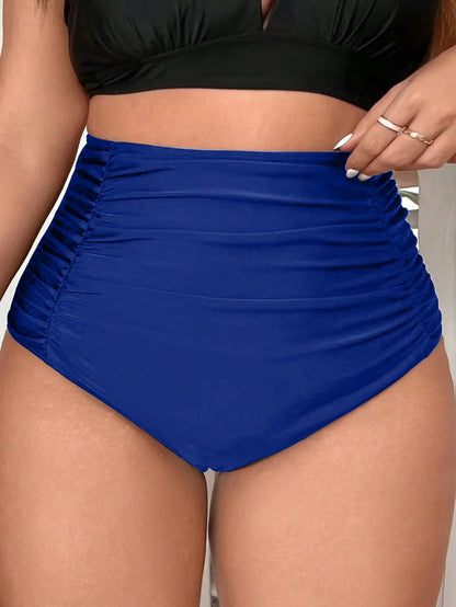 Swim Lushoire Plus Size High Waisted Bikini Bottom, With Ruching For Tummy Control Summer